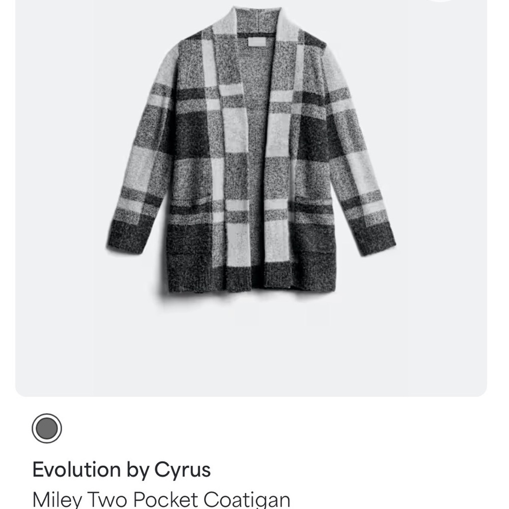 Evolution by Cyrus Women's Gray Plaid Cardigan